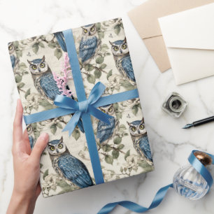 Erstellen Sie Ihre eigenen Vintage-Blau-Eulen Geschenkpapier