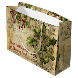 Erstellen Sie Ihre eigenen Vintagen Holly Ephemeri Große Geschenktüte