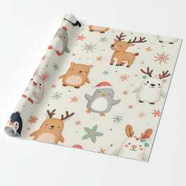Erstellen Sie Ihre eigenen Weihnachts Kawaii Tiere Geschenkpapier