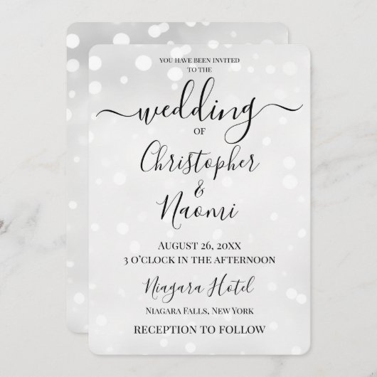 Erstellen Sie Ihre eigenen weißen Speck Hochzeit Einladung (Vorne/Hinten)