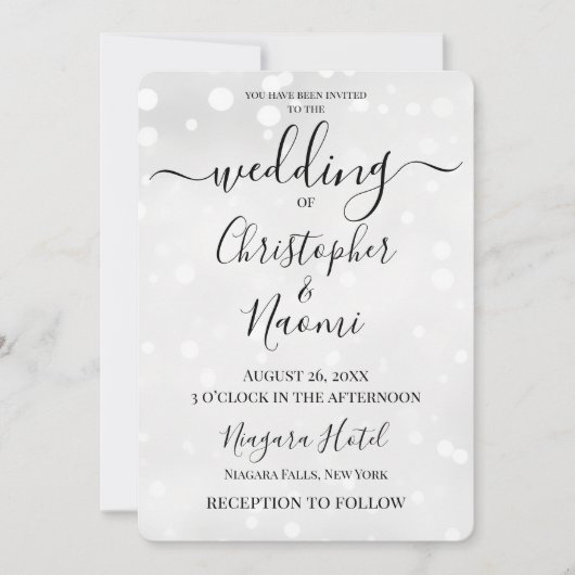 Erstellen Sie Ihre eigenen weißen Speck Hochzeit Einladung (Vorderseite)