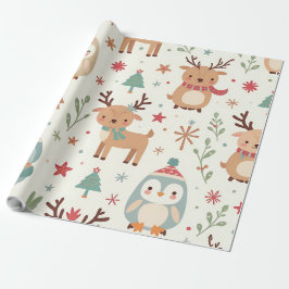 Erstellen Sie Ihre eigenen Winter Kawaii Tiere Geschenkpapier