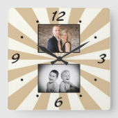 Erstellen Sie Ihre elegante, einfache 2-Foto-Colla Quadratische Wanduhr (Vorderseite)