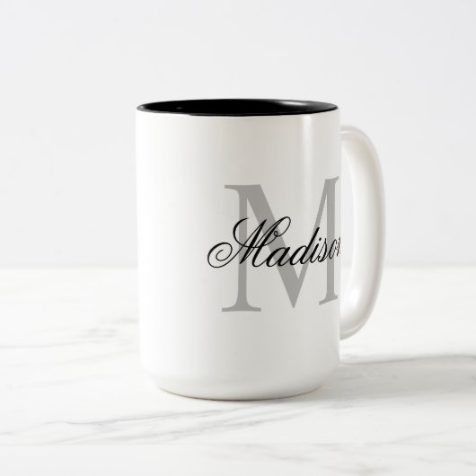 Erstellen Sie Ihre Individuelle Name-Monogramm-Kal Zweifarbige Tasse (VorderseiteRechts)