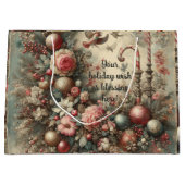 Erstellen Sie Ihre Vintage Blumenweihnachtszeit Große Geschenktüte (Vorderseite)