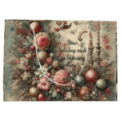 Erstellen Sie Ihre Vintage Blumenweihnachtszeit Große Geschenktüte (Rückseite)