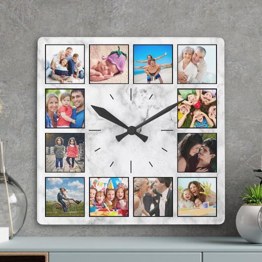 Erstellen Sie Ihren benutzerdefinierten Fotomateri Quadratische Wanduhr