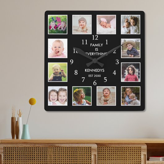 Erstellen Sie Ihren eigenen 12 Collage Frame Schwa Quadratische Wanduhr