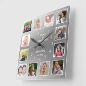 Erstellen Sie Ihren eigenen 12 Collage Frame Silve Quadratische Wanduhr (Winkel)