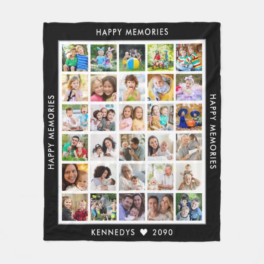 Erstellen Sie Ihren eigenen 30-Collage-Familiennam Fleecedecke (Vorderseite)