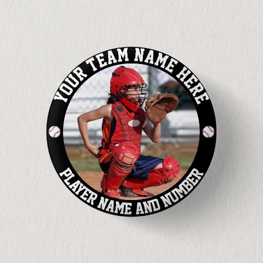 Erstellen Sie Ihren eigenen Baseball-Foto-Namen Button (Vorderseite)