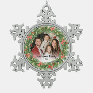 Erstellen Sie Ihren eigenen benutzerdefinierten Fo Schneeflocken Zinn-Ornament