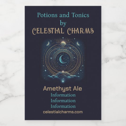 Erstellen Sie Ihren eigenen Blue & Gold Celestial  Weinetikett (Einzelnes Label)