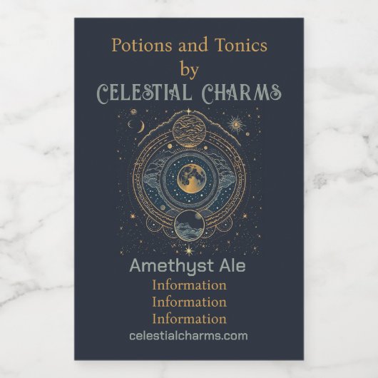 Erstellen Sie Ihren eigenen Blue & Gold Celestial  Weinetikett (Einzelnes Label)