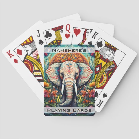 Erstellen Sie Ihren eigenen Blumenelephant Mandala Spielkarten (Rückseite)