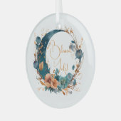 Erstellen Sie Ihren eigenen Boho Aquamarin & Peach Ornament Aus Glas (Vorderseite links)