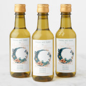 Erstellen Sie Ihren eigenen Boho Aquamarin & Peach Weinetikett (Flaschen)