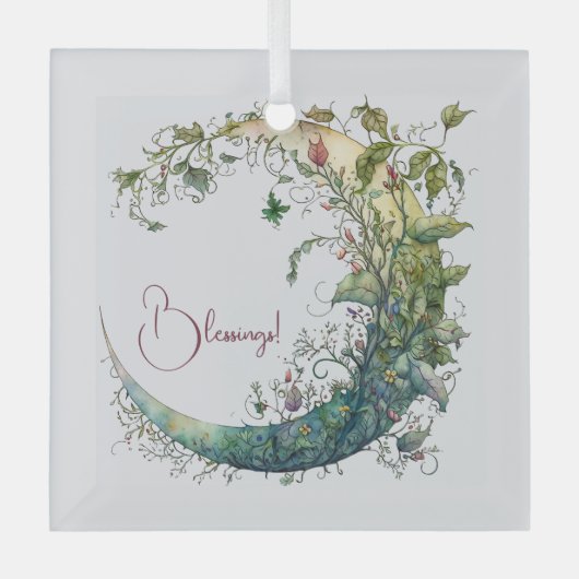 Erstellen Sie Ihren eigenen Boho Blumenmoon Ornament Aus Glas (Vorderseite)