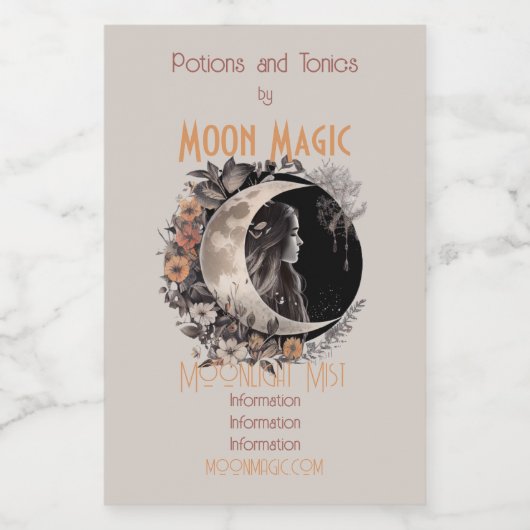 Erstellen Sie Ihren eigenen Boho Peach & Grauen Bl Weinetikett (Einzelnes Label)