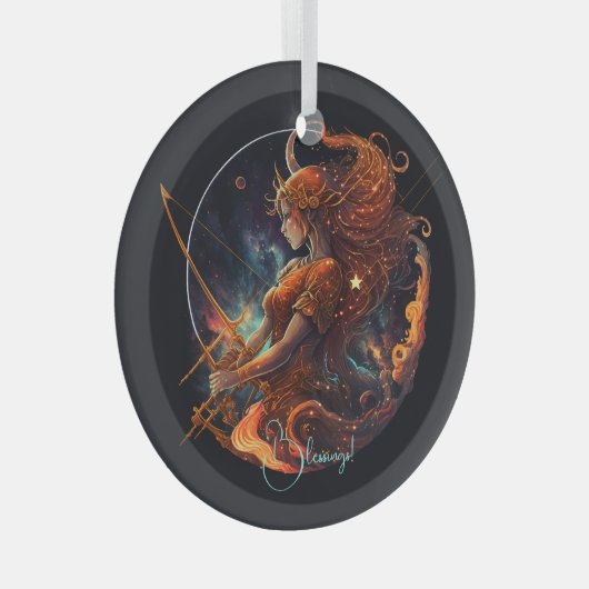 Erstellen Sie Ihren eigenen Celestial Sagittarius  Ornament Aus Glas (Vorderseite Rechts)