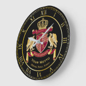 Erstellen Sie Ihren eigenen Coat des Arms Red Gold Große Wanduhr (Winkel)