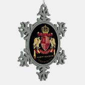 Erstellen Sie Ihren eigenen Coat des Arms Red Gold Schneeflocken Zinn-Ornament (Links)