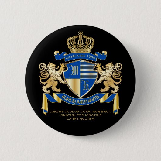 Erstellen Sie Ihren eigenen Coat von Arms Blue Gol Button (Vorderseite)