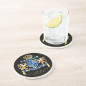 Erstellen Sie Ihren eigenen Coat von Arms Blue Gol Sandstein Untersetzer (Seite)