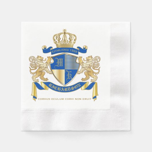 Erstellen Sie Ihren eigenen Coat von Arms Blue Gol Serviette (Vorderseite)