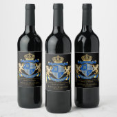 Erstellen Sie Ihren eigenen Coat von Arms Blue Gol Weinetikett (Flaschen)