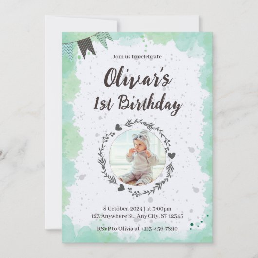 Erstellen Sie Ihren eigenen Custom Foto Boy Blue 1 Einladung (Vorderseite)