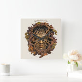 Erstellen Sie Ihren eigenen Eichenbaum Grüner Mann Quadratische Wanduhr (Zuhause)