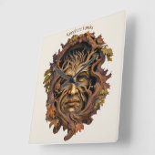 Erstellen Sie Ihren eigenen Eichenbaum Grüner Mann Quadratische Wanduhr (Winkel)