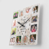 Erstellen Sie Ihren eigenen Familiennamen 12 FotoC Quadratische Wanduhr (Winkel)