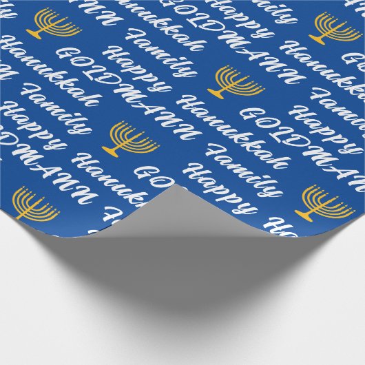 Erstellen Sie Ihren eigenen Familiennamen Happy Ha Geschenkpapier (Ecke)