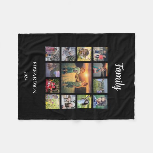 Erstellen Sie Ihren eigenen Foto-Collage-Monogramm Fleecedecke (Vorderseite (Horizontal))