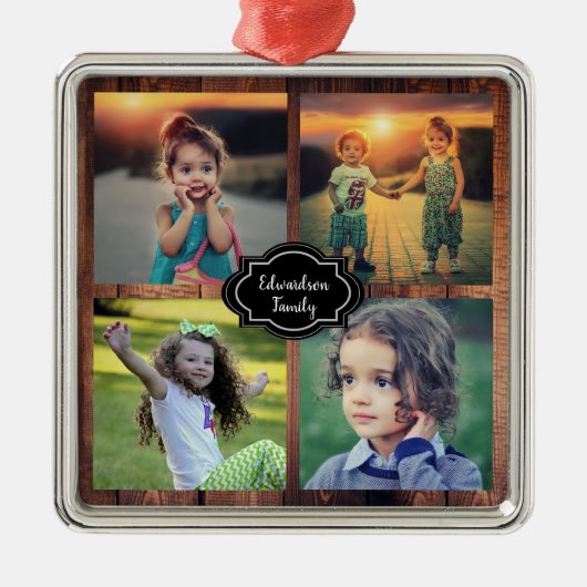 Erstellen Sie Ihren eigenen Foto-Collage-Monogramm Ornament Aus Metall (Vorne)