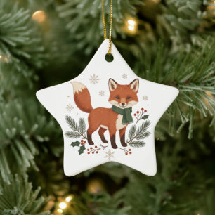 Erstellen Sie Ihren eigenen Fuchs-Weihnachtsbaumsc Keramik Ornament
