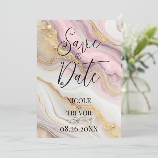 Erstellen Sie Ihren eigenen, ganz eigenen rosa und Save The Date (Stehend Vorderseite)