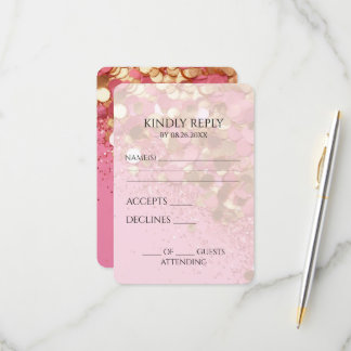 Erstellen Sie Ihren eigenen Gold-Glitzer auf rosa RSVP Karte