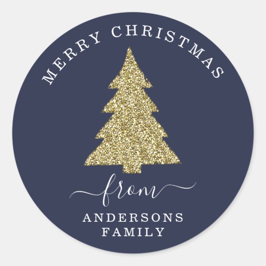 Erstellen Sie Ihren eigenen Gold Glitzer Weihnacht Runder Aufkleber (Vorderseite)