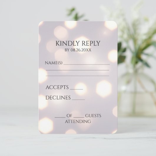 Erstellen Sie Ihren eigenen Hexagon-Bokeh-Hintergr RSVP Karte (Stehend Vorderseite)