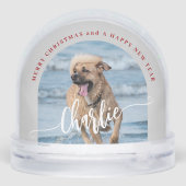 Erstellen Sie Ihren eigenen Hund 2 Fotos Frohe Wei Schneekugeln (Rückseite)