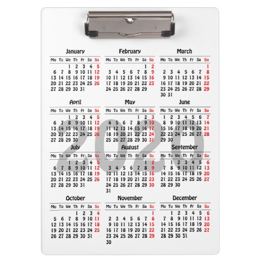 Erstellen Sie Ihren eigenen Kalender 2020 Klemmbrett (Vorderseite)