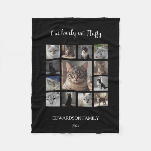 Erstellen Sie Ihren eigenen Katzencollage-Monogram Fleecedecke (Vorderseite)