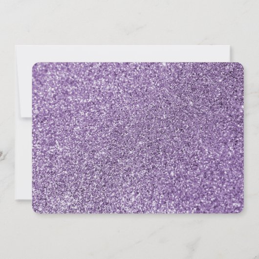 Erstellen Sie Ihren eigenen Lila Glitzer Hochzeit Einladung (Rückseite)