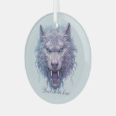 Erstellen Sie Ihren eigenen Lila Wölf Ornament Aus Glas (Vorderseite links)