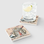 Erstellen Sie Ihren eigenen lustigen Mr Tiger gest Steinuntersetzer (Seitenansicht)