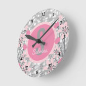 Erstellen Sie Ihren eigenen Mädchennamen | Blütenr Runde Wanduhr (Winkel)