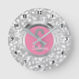 Erstellen Sie Ihren eigenen Mädchennamen | Rosa Si Runde Wanduhr